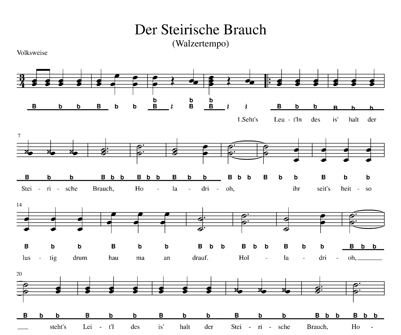 Der Steirische Brauch | Steirische Harmonika Noten