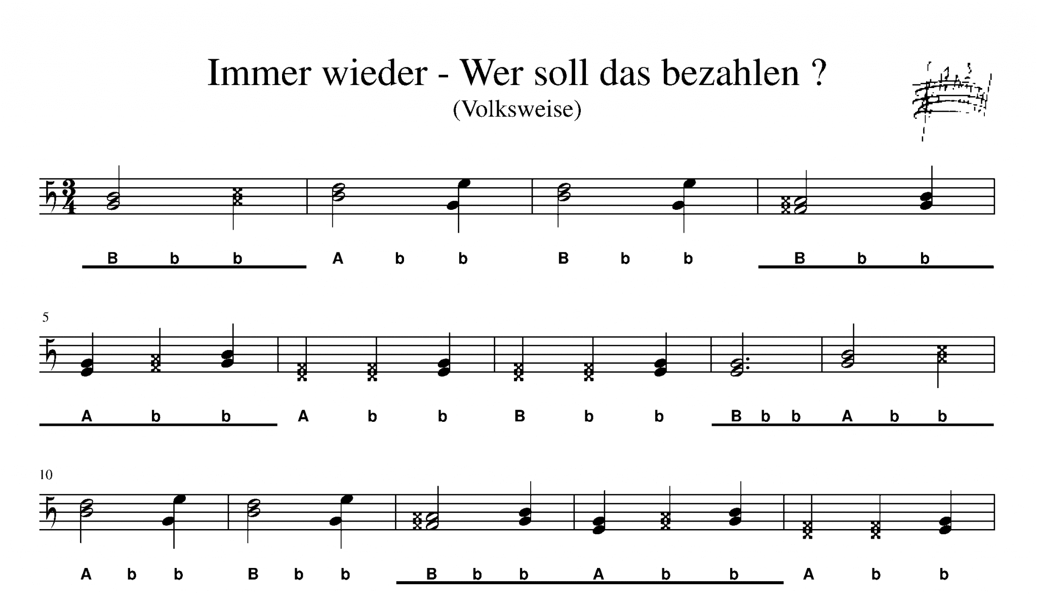 Immer Wieder – Wer Soll Das Bezahlen (Walzer) | Steirische Harmonika Noten