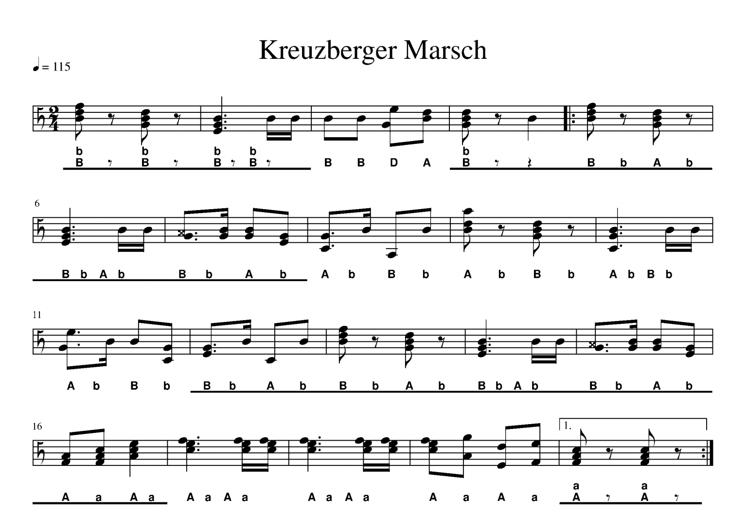 Kreuzberger Marsch | Steirische Harmonika Noten